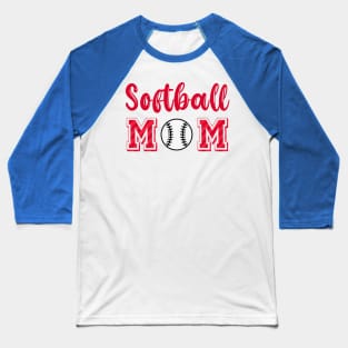 Softball Mom Red Pattern Baseball T-Shirt